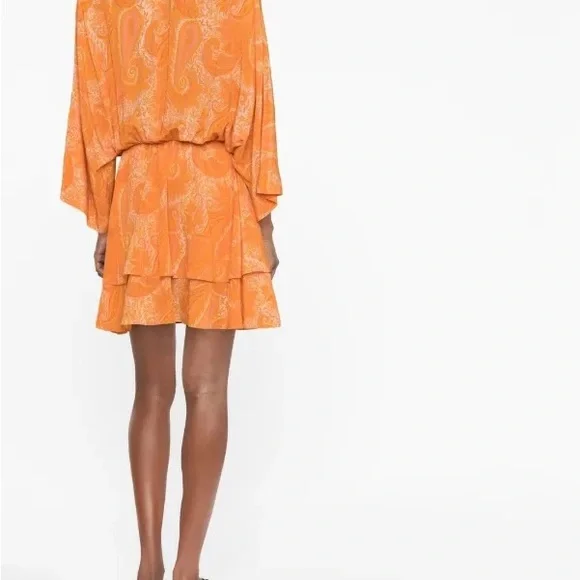 Zadig & Voltaire Hailey Paisley Silk Dress Orange – Size Small – Worn Once